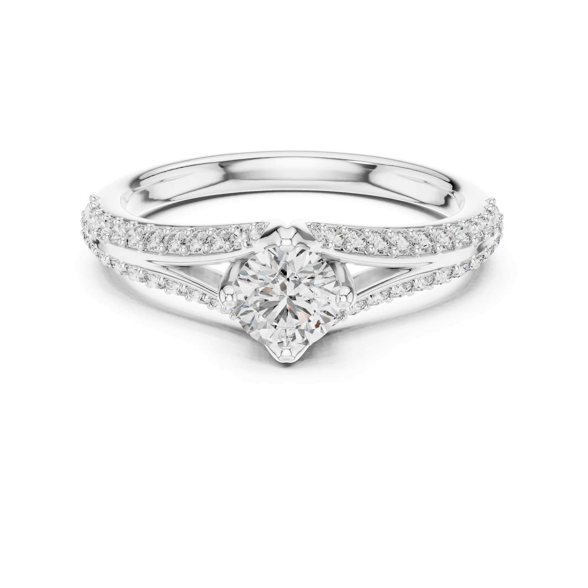 Round Side Stone Lab Grown Diamond Ring
