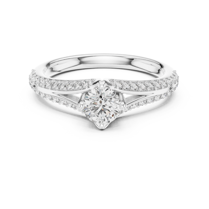 Round Side Stone Lab Grown Diamond Ring