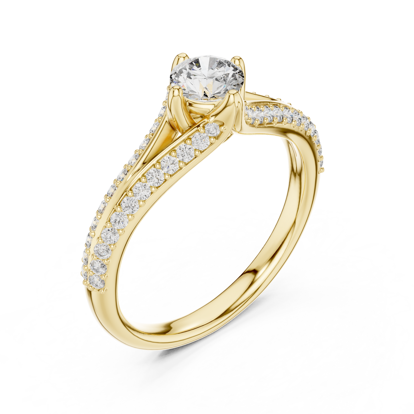 Round Side Stone Lab Grown Diamond Ring