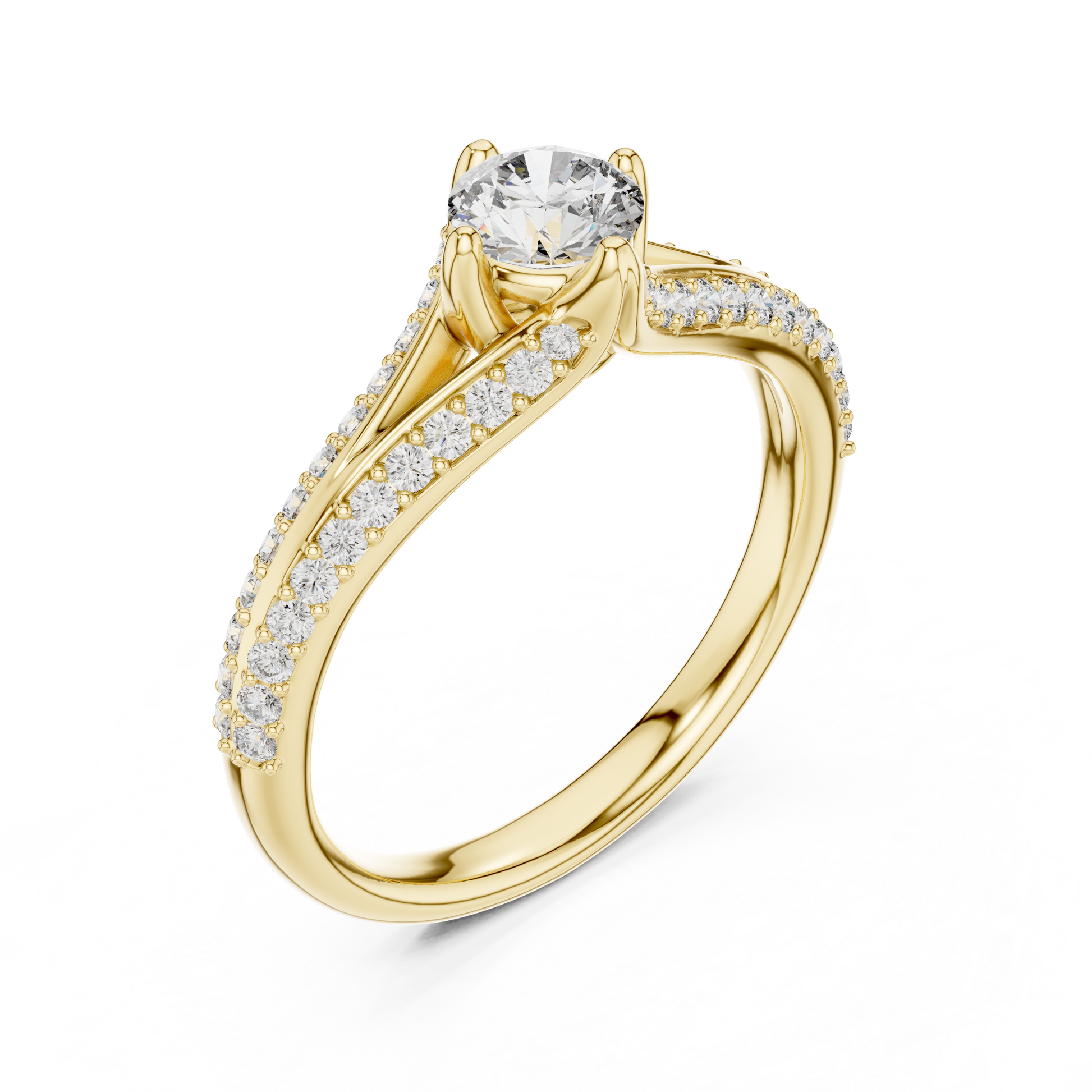 Round Side Stone Lab Grown Diamond Ring