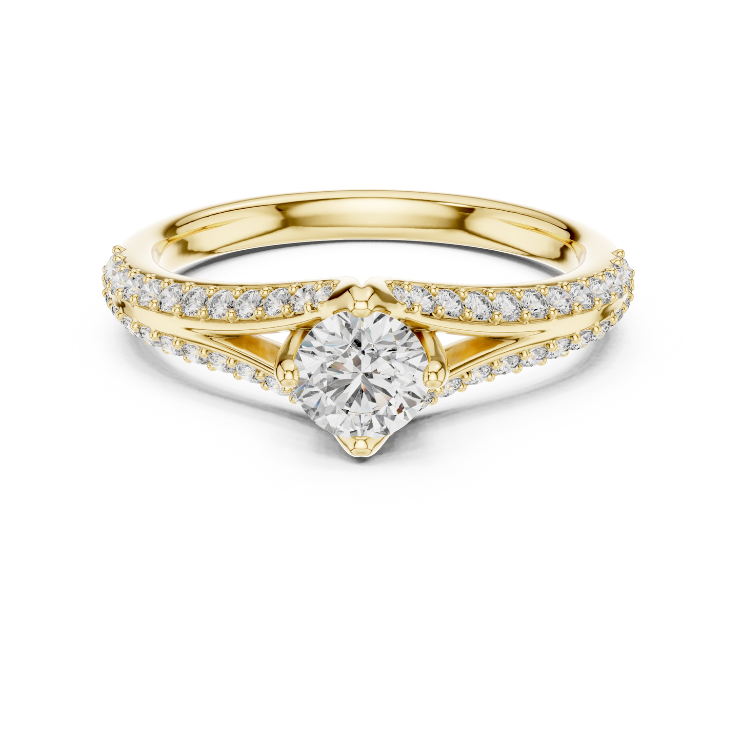 Round Side Stone Lab Grown Diamond Ring