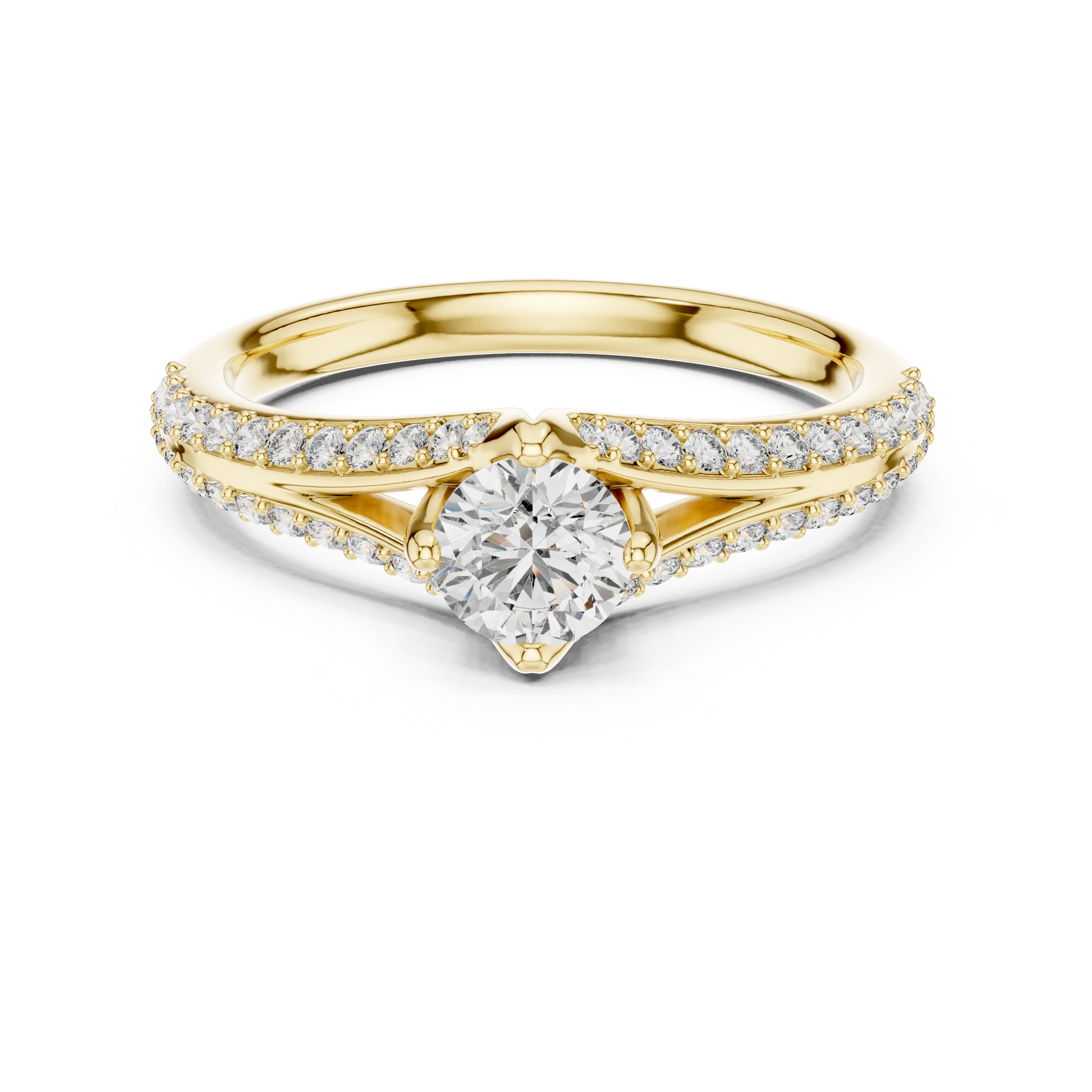 Round Side Stone Lab Grown Diamond Ring
