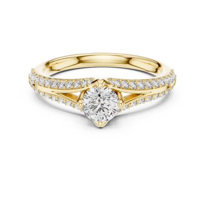 Round Side Stone Lab Grown Diamond Ring