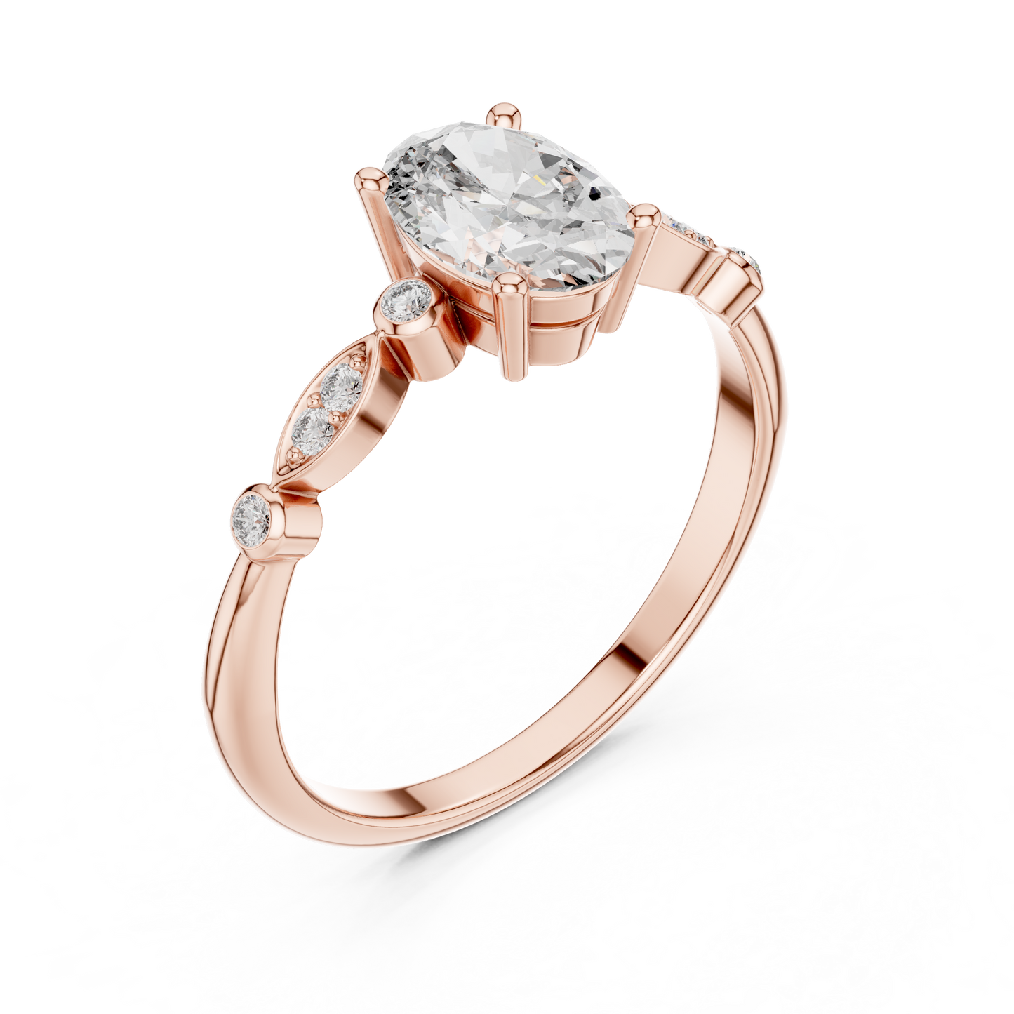 Mixed Shape Lab Grown Diamond Side Stone Ring