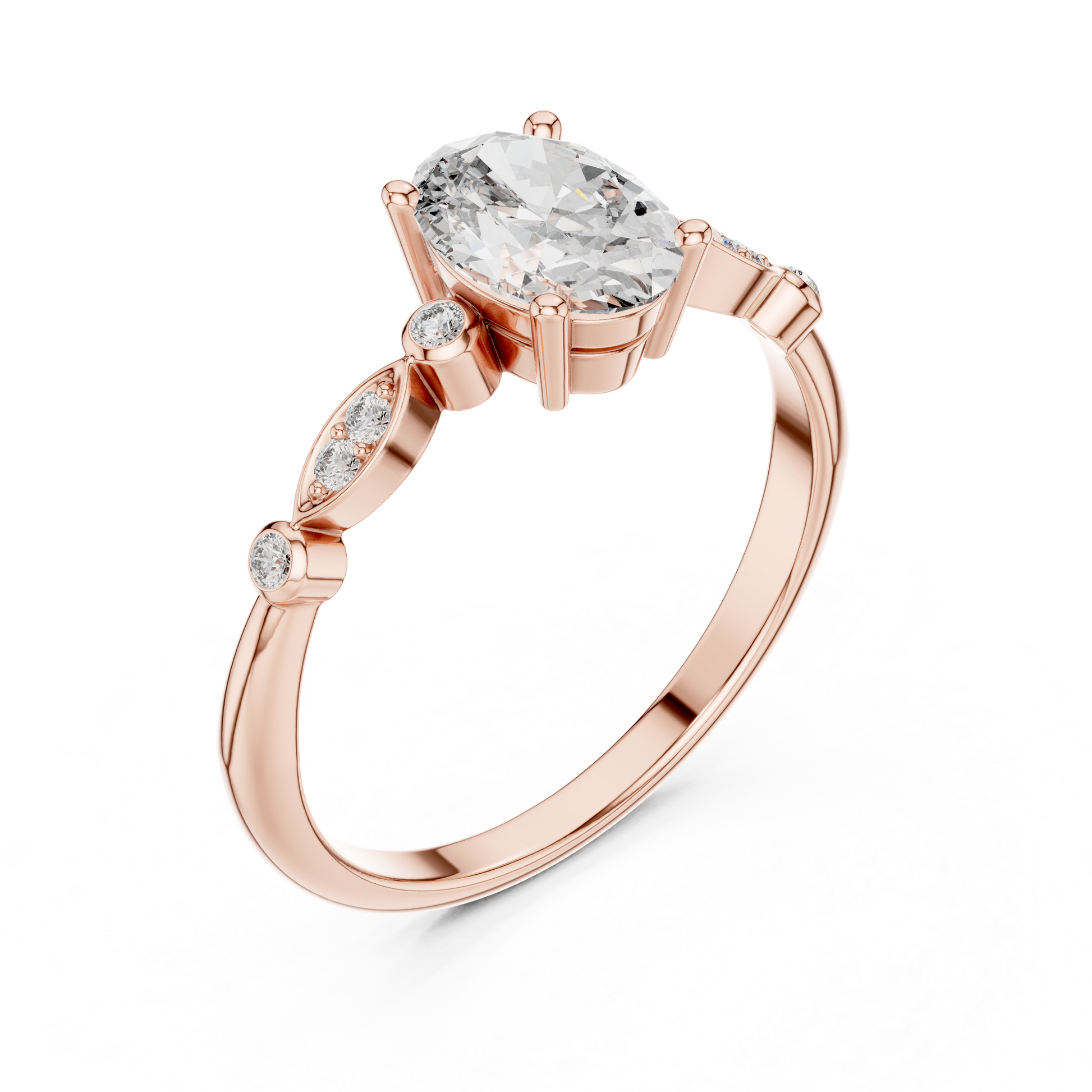 Mixed Shape Lab Grown Diamond Side Stone Ring