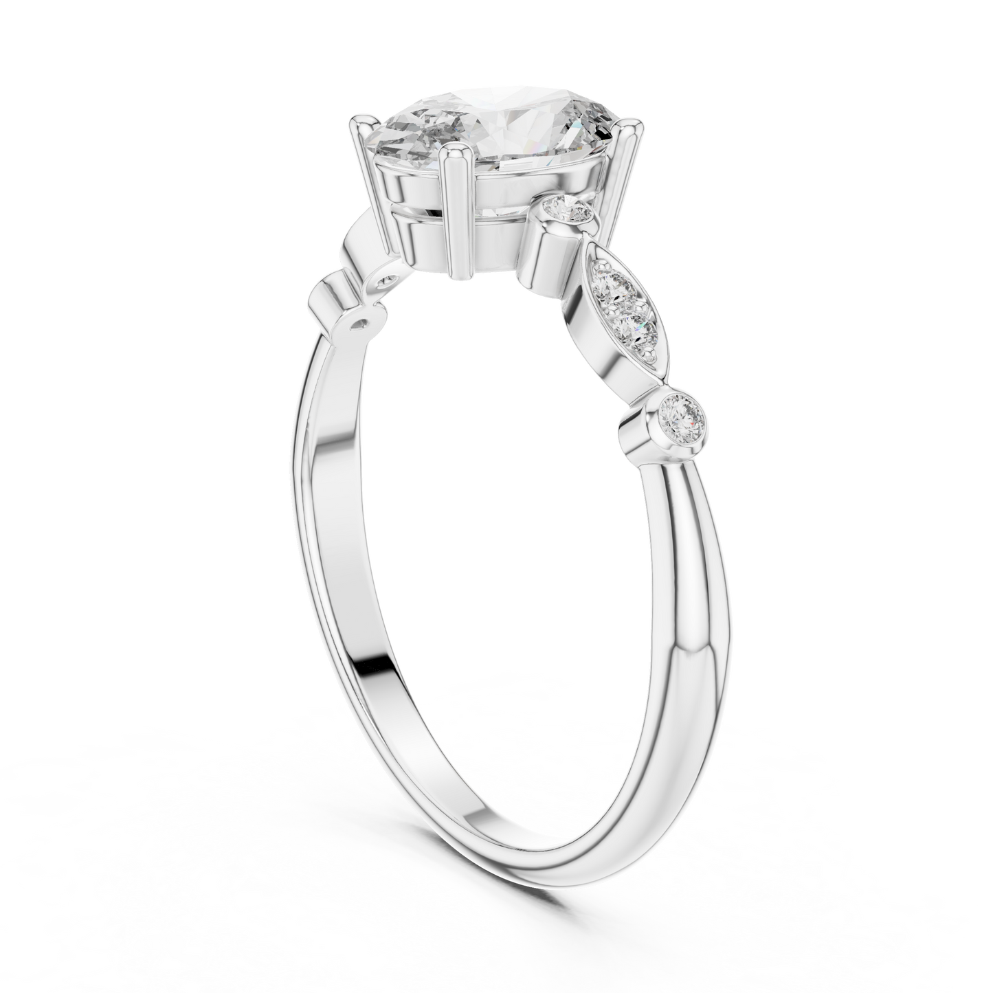 Mixed Shape Lab Grown Diamond Side Stone Ring