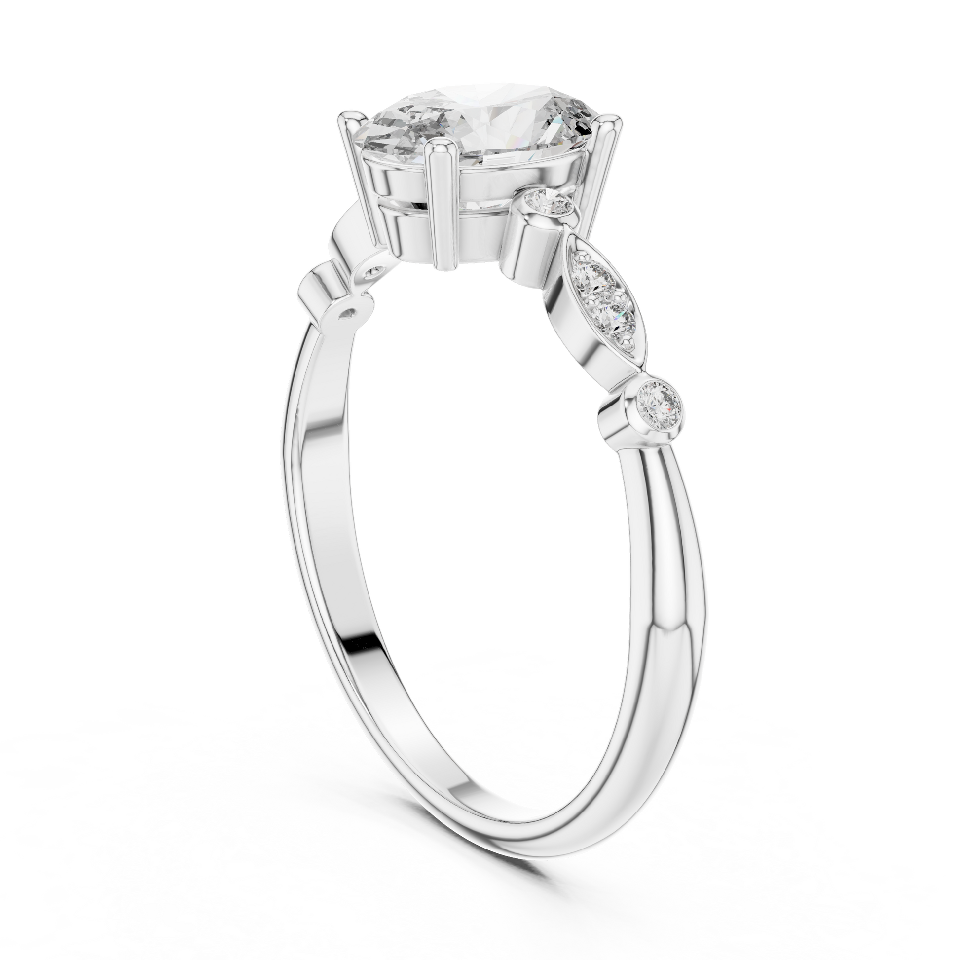 Mixed Shape Lab Grown Diamond Side Stone Ring