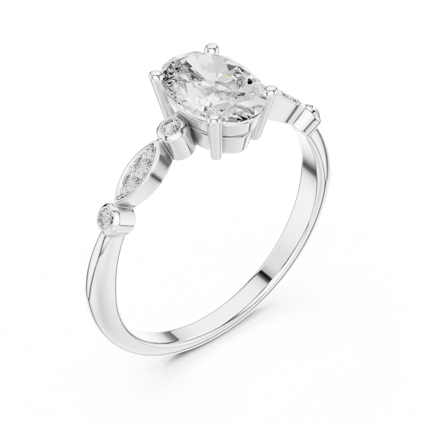 Mixed Shape Lab Grown Diamond Side Stone Ring