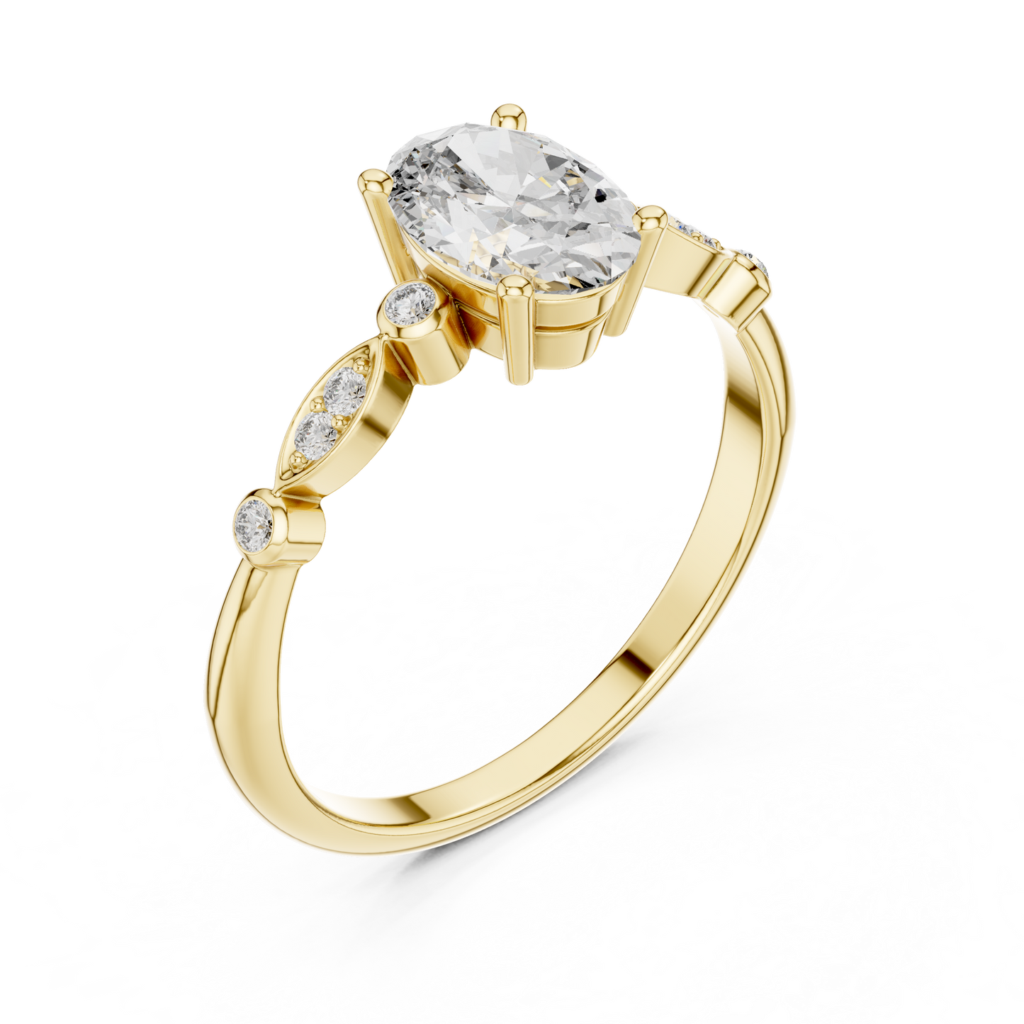 Mixed Shape Lab Grown Diamond Side Stone Ring