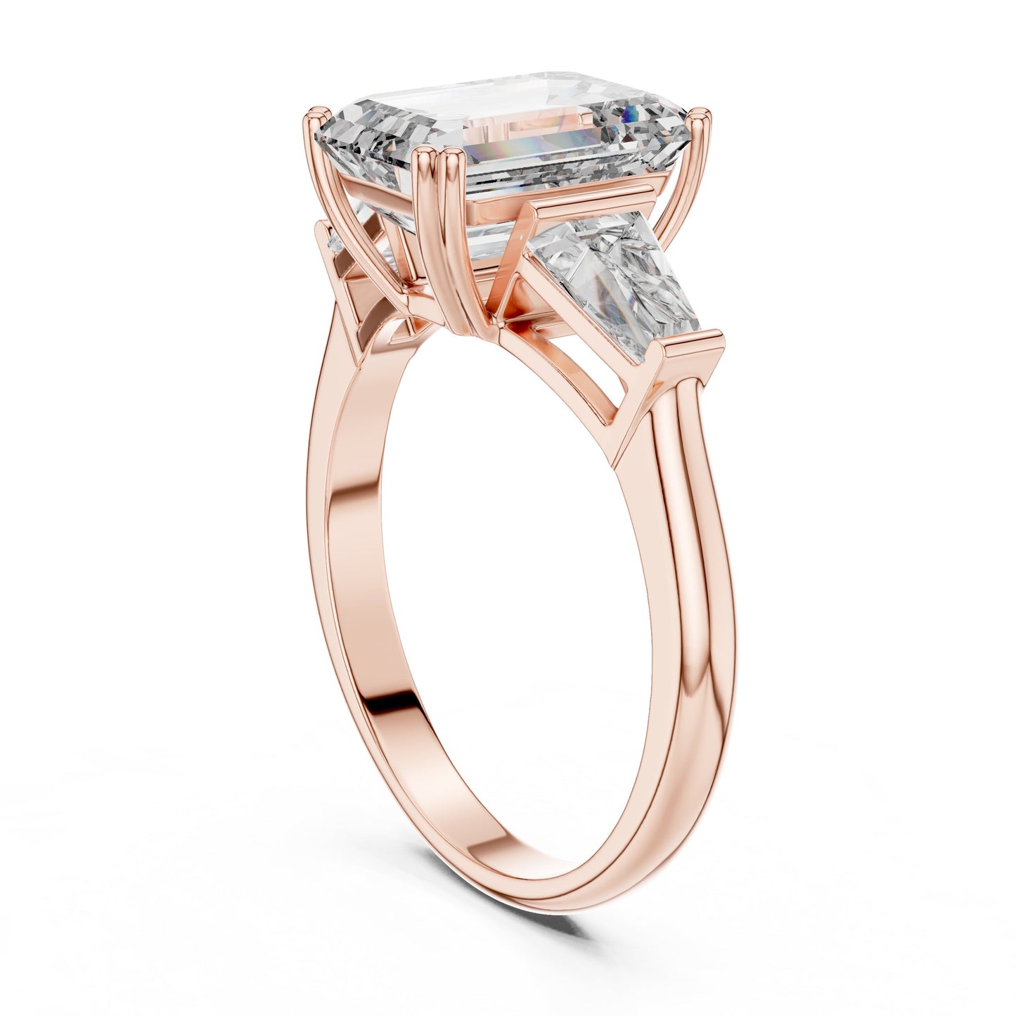 Emerald Three Stone Lab Grown Diamond Ring
