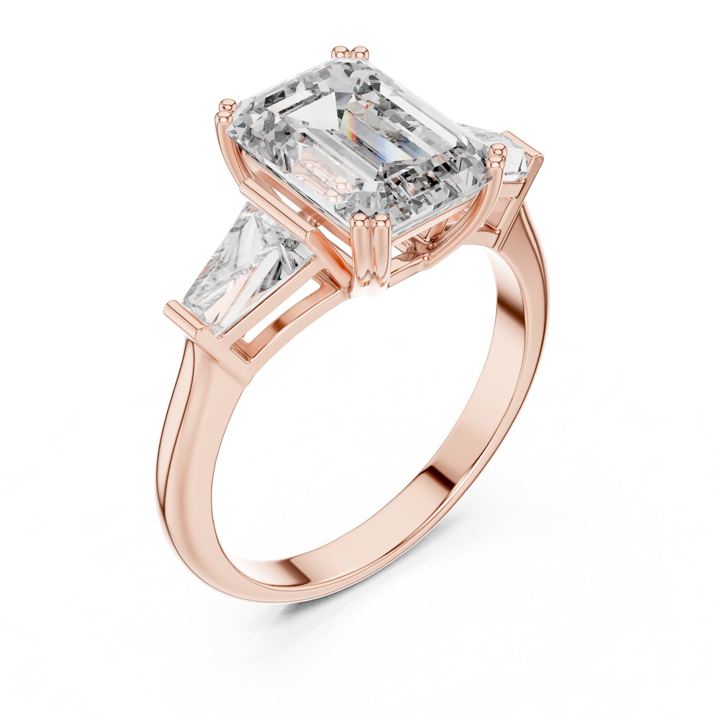 Emerald Three Stone Lab Grown Diamond Ring