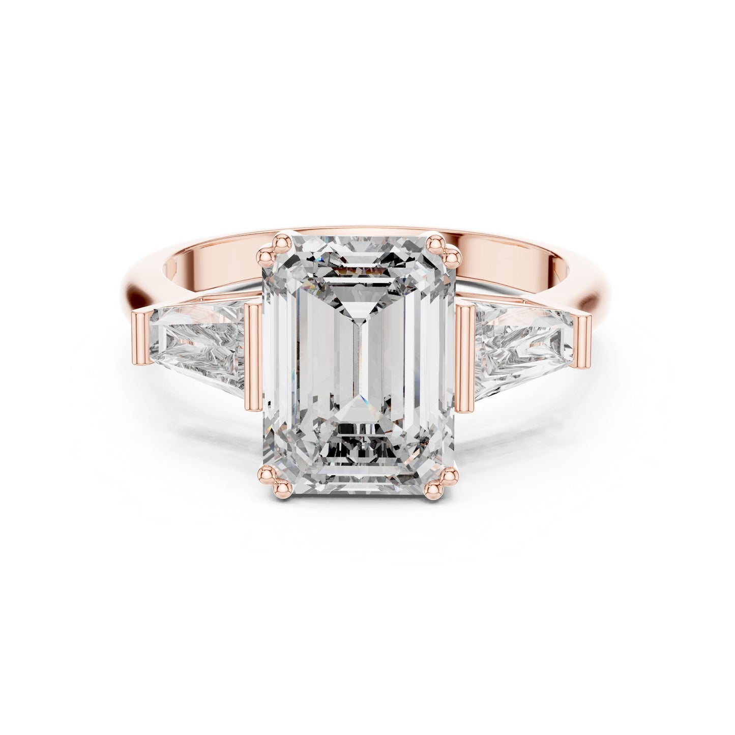 Emerald Three Stone Lab Grown Diamond Ring