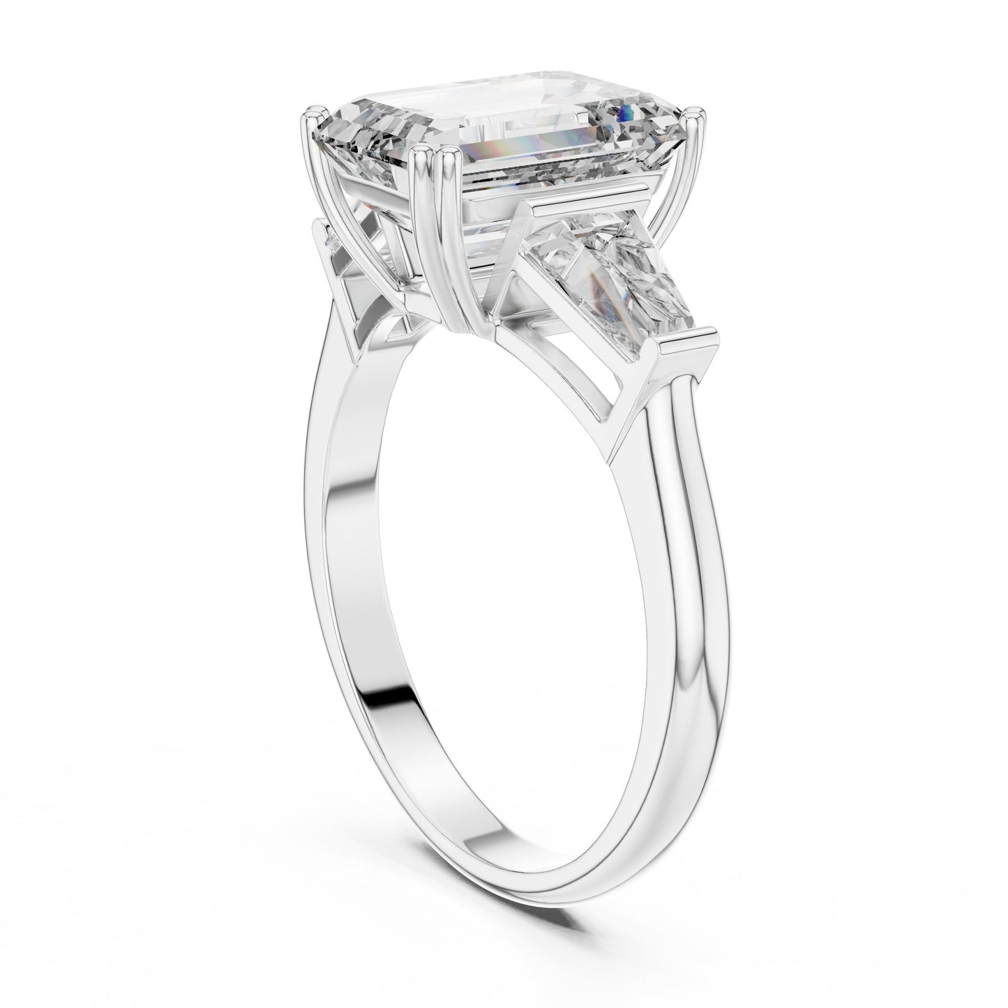 Emerald Three Stone Lab Grown Diamond Ring