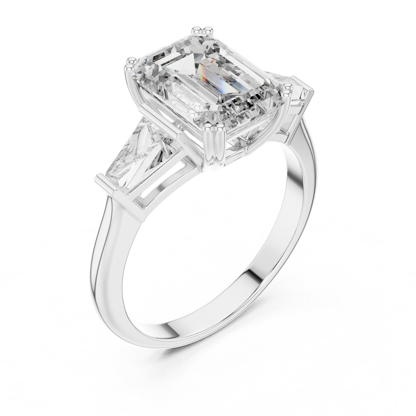 Emerald Three Stone Lab Grown Diamond Ring