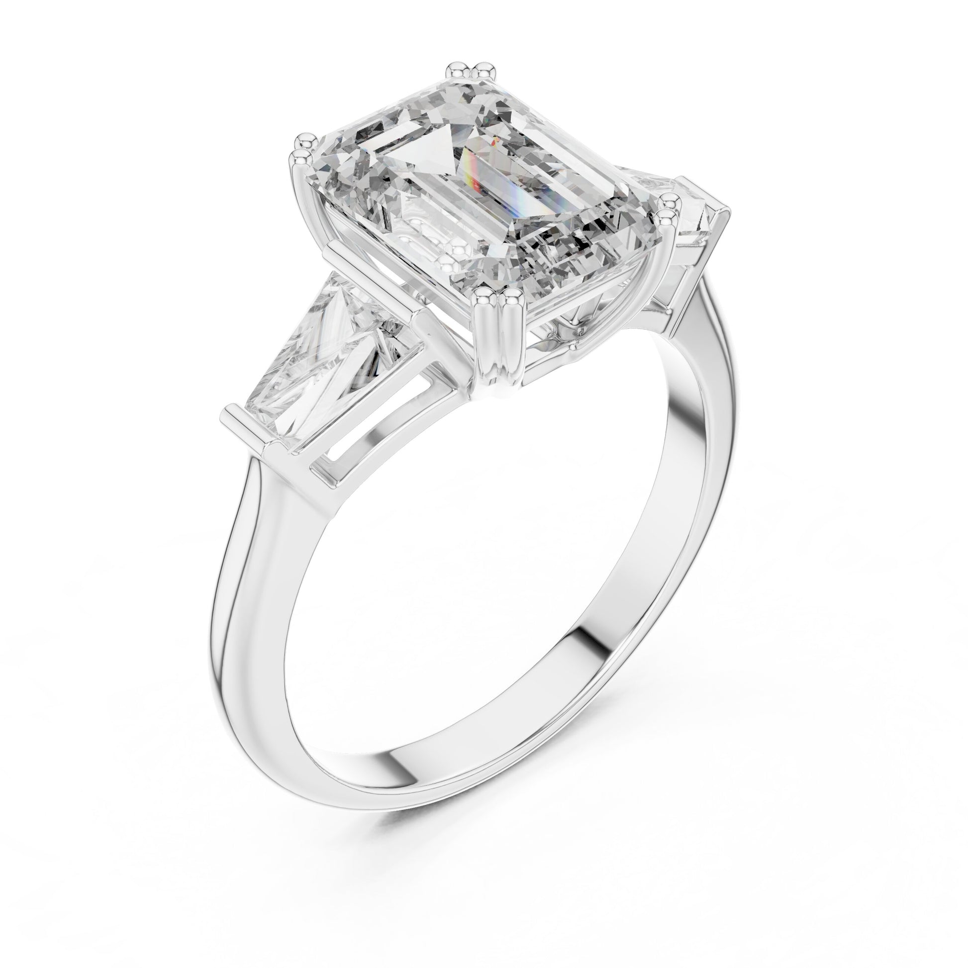 Emerald Three Stone Lab Grown Diamond Ring