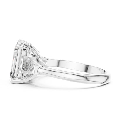 Emerald Three Stone Lab Grown Diamond Ring