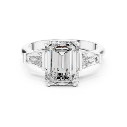 Emerald Three Stone Lab Grown Diamond Ring