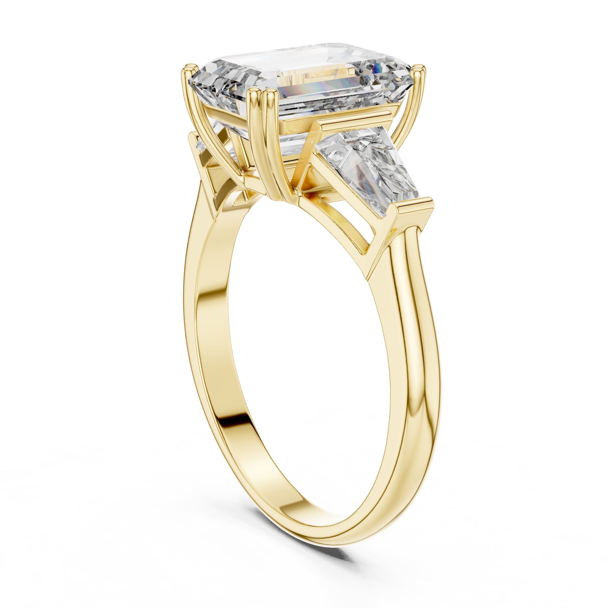 Emerald Three Stone Lab Grown Diamond Ring