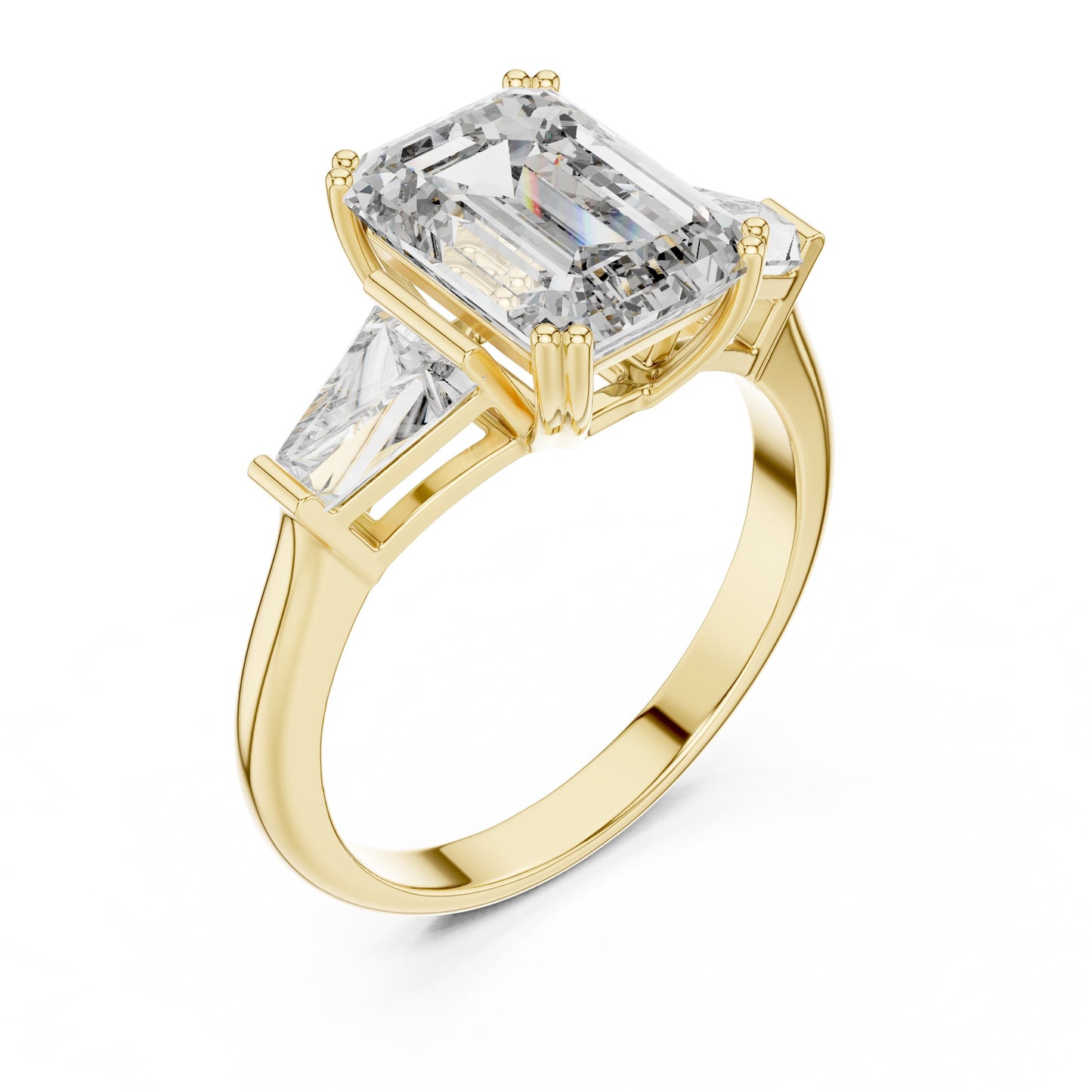 Emerald Three Stone Lab Grown Diamond Ring