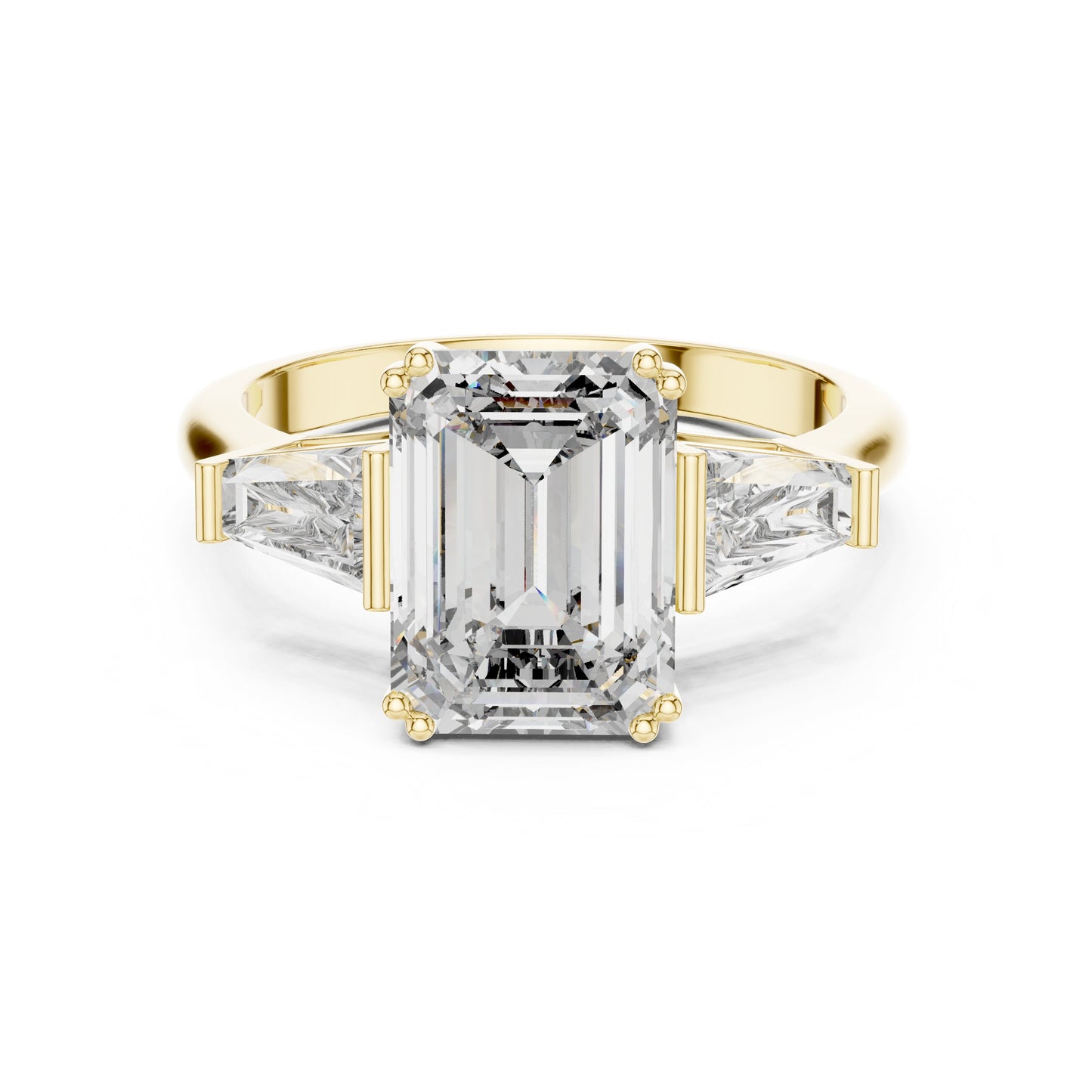 Emerald Three Stone Lab Grown Diamond Ring
