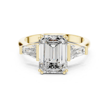 Emerald Three Stone Lab Grown Diamond Ring