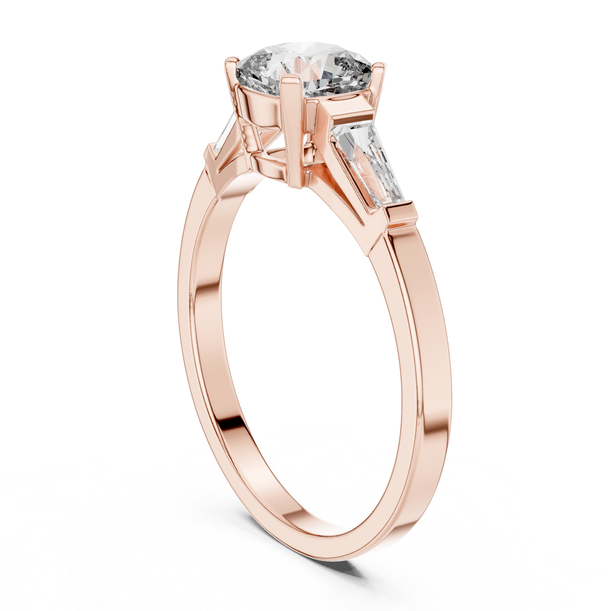 Round Side Stone Lab Grown Diamond Ring