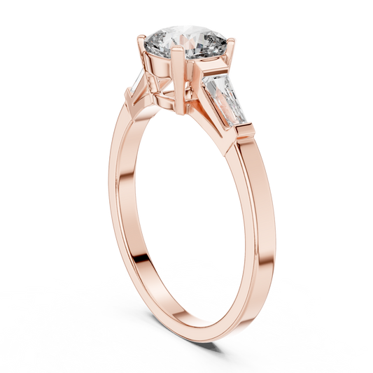 Round Side Stone Lab Grown Diamond Ring