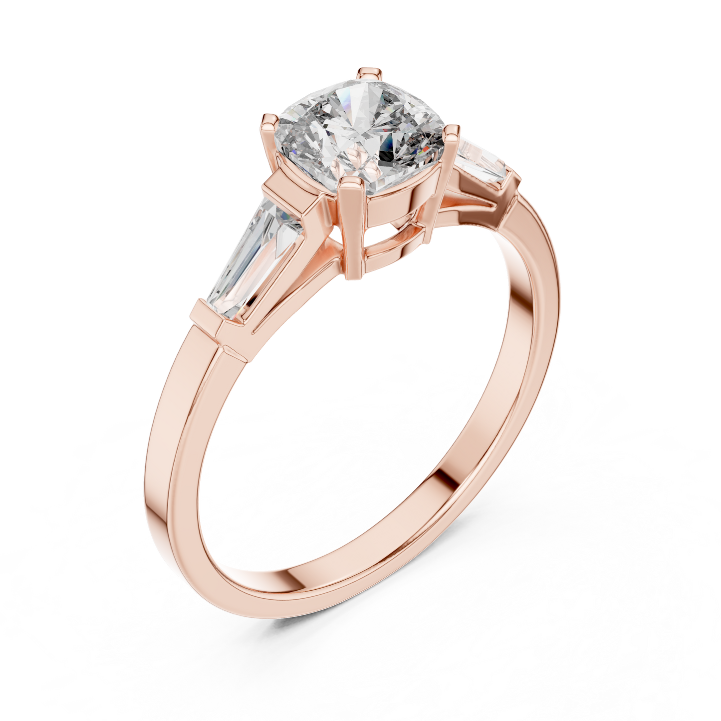 Round Side Stone Lab Grown Diamond Ring