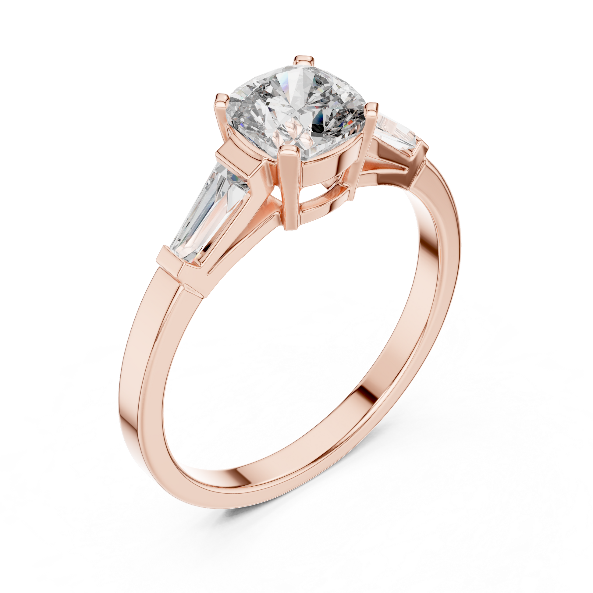 Round Side Stone Lab Grown Diamond Ring