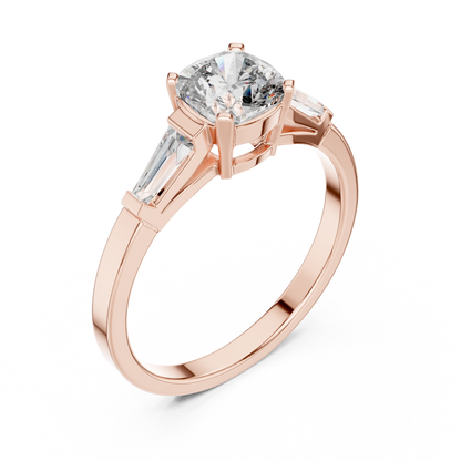 Round Side Stone Lab Grown Diamond Ring