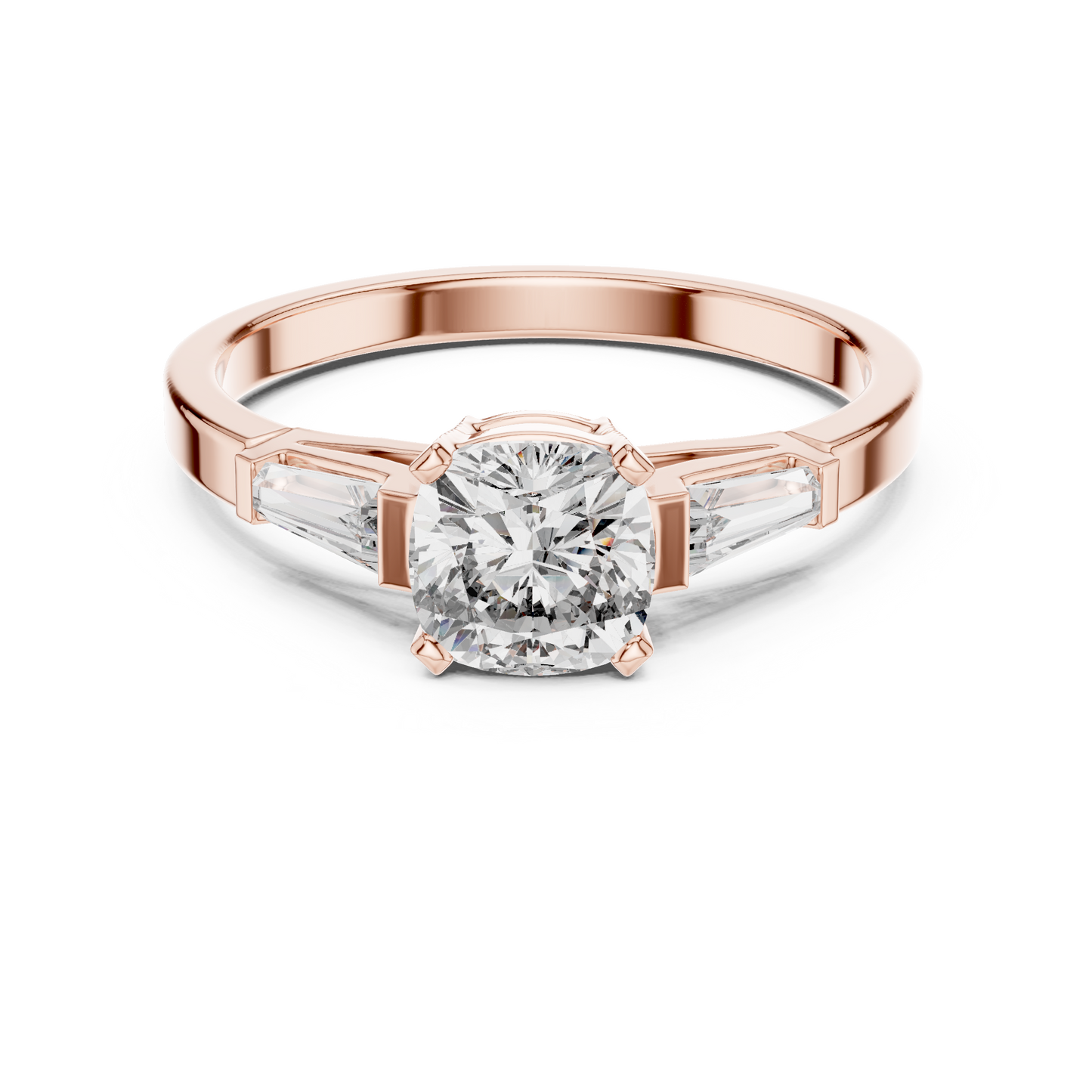 Round Side Stone Lab Grown Diamond Ring