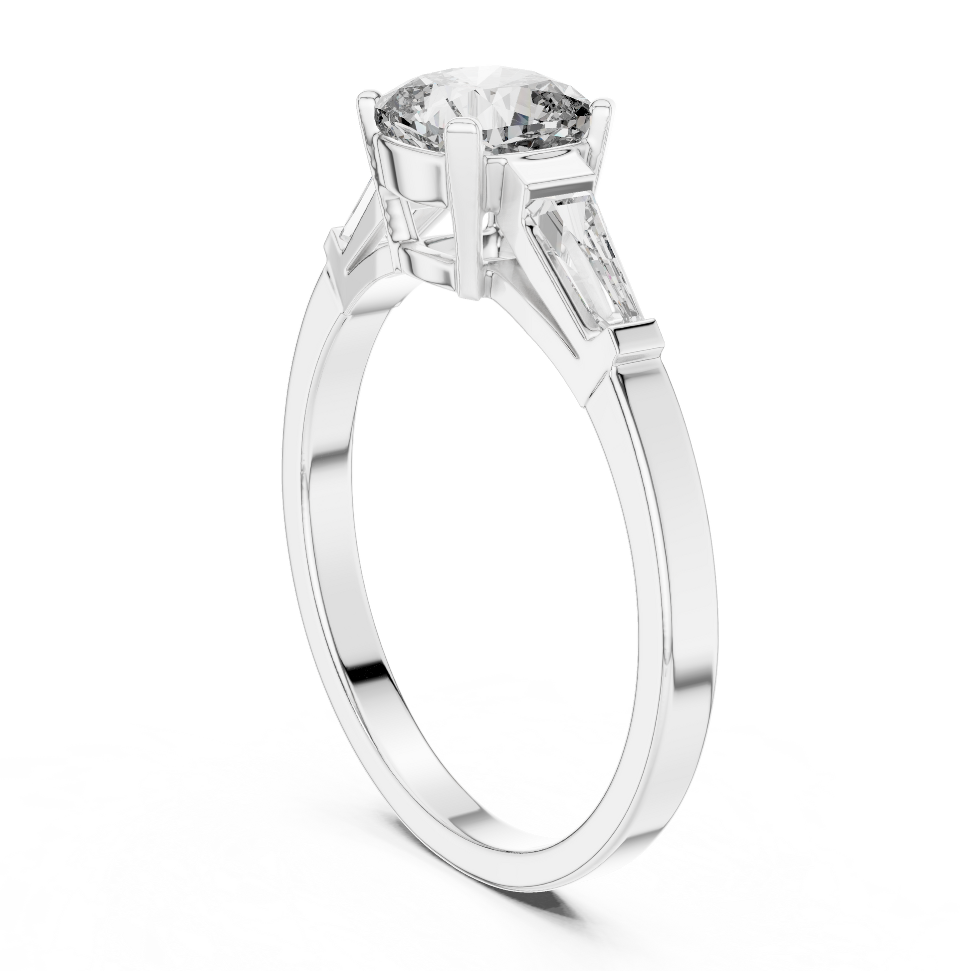 Round Side Stone Lab Grown Diamond Ring