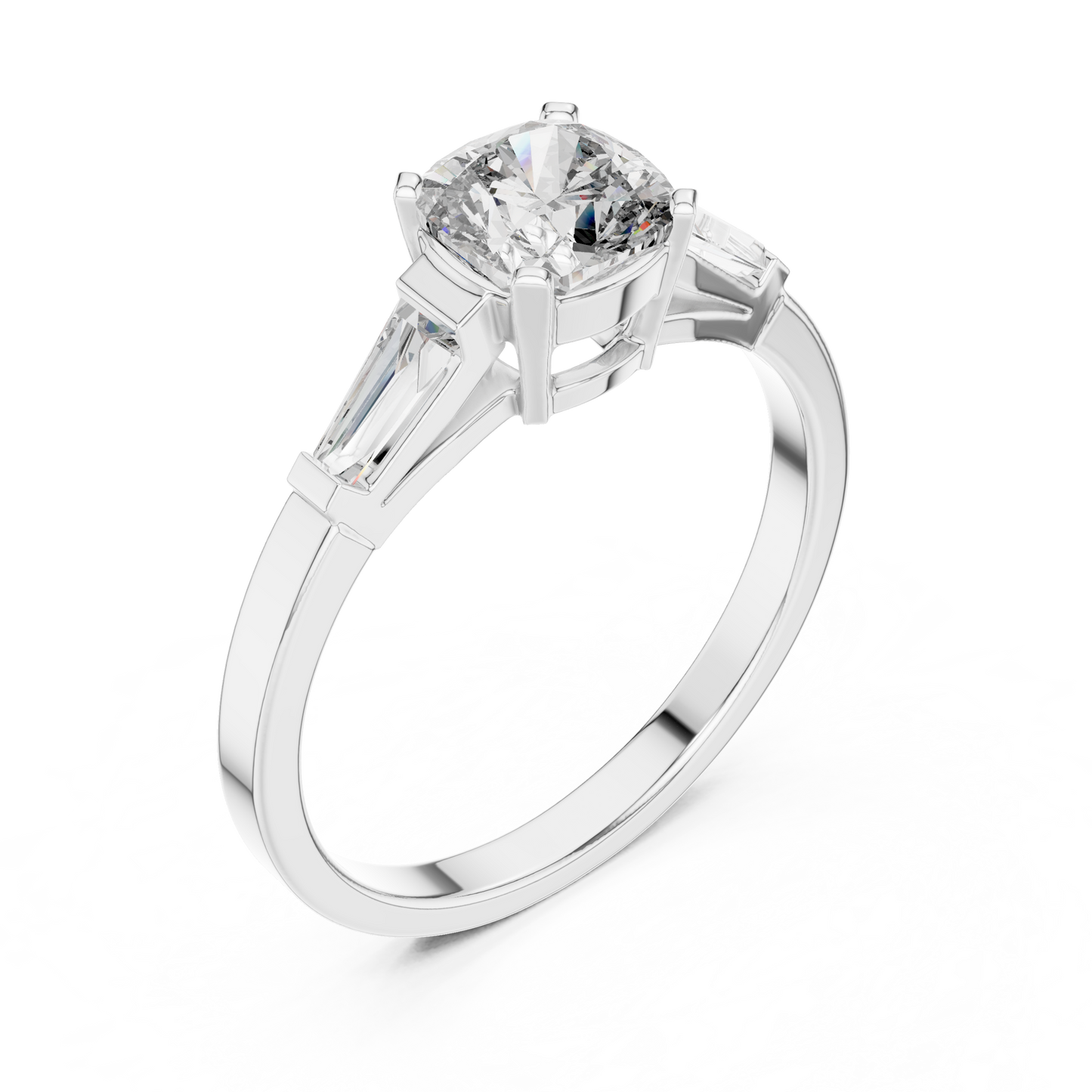 Round Side Stone Lab Grown Diamond Ring