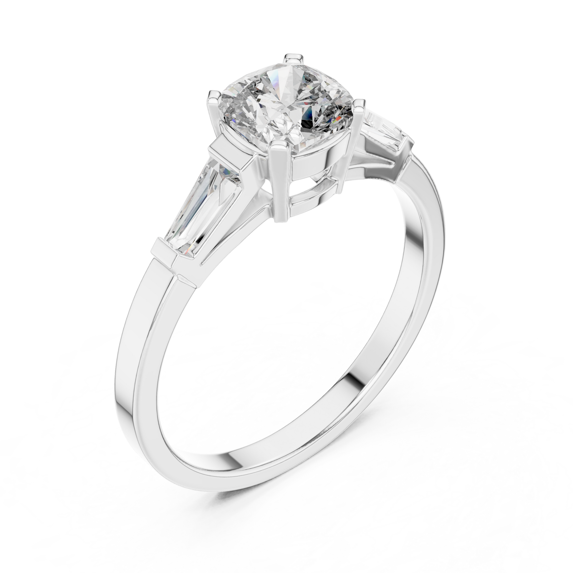 Round Side Stone Lab Grown Diamond Ring