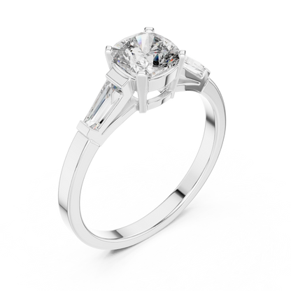 Round Side Stone Lab Grown Diamond Ring