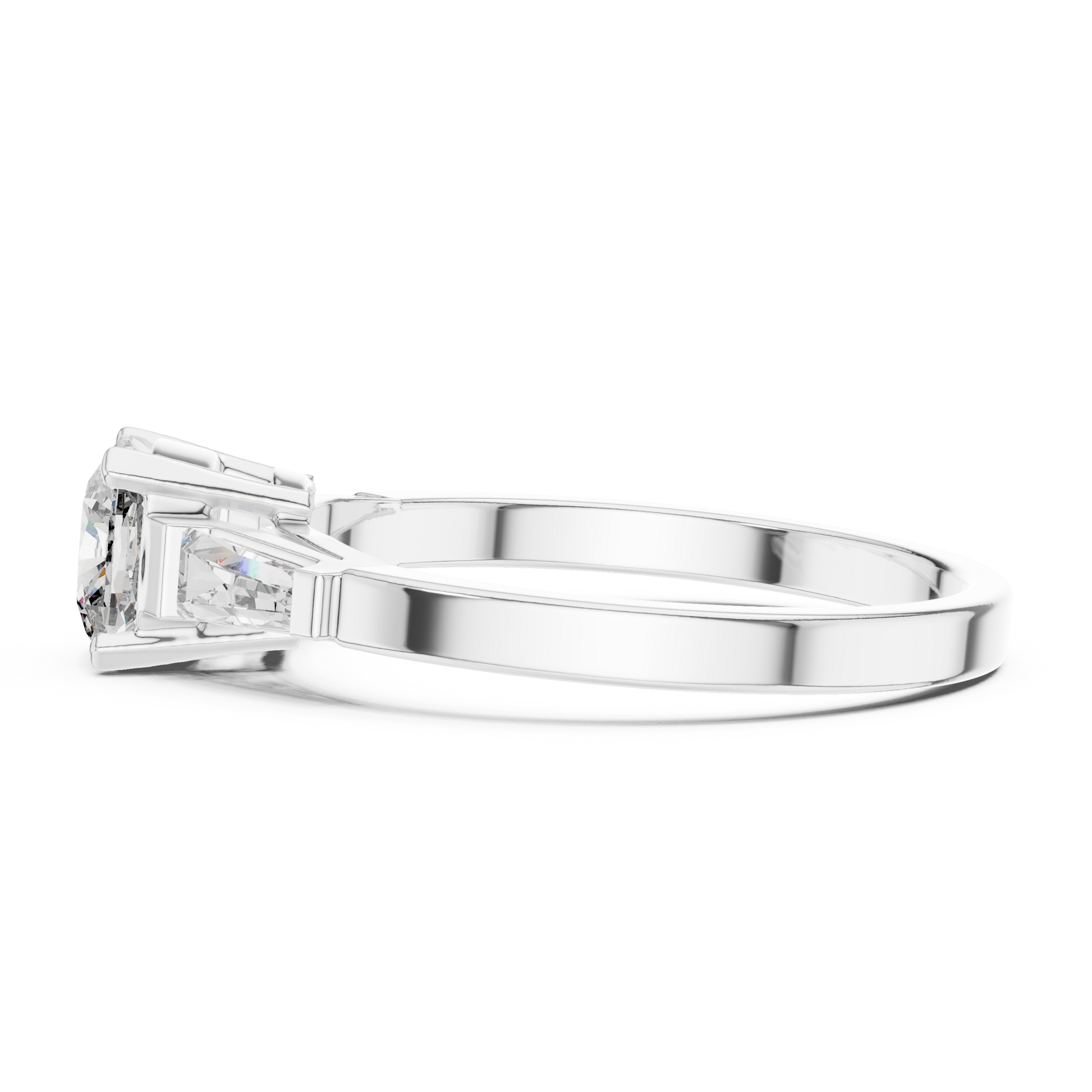 Round Side Stone Lab Grown Diamond Ring