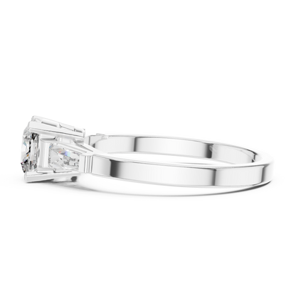 Round Side Stone Lab Grown Diamond Ring