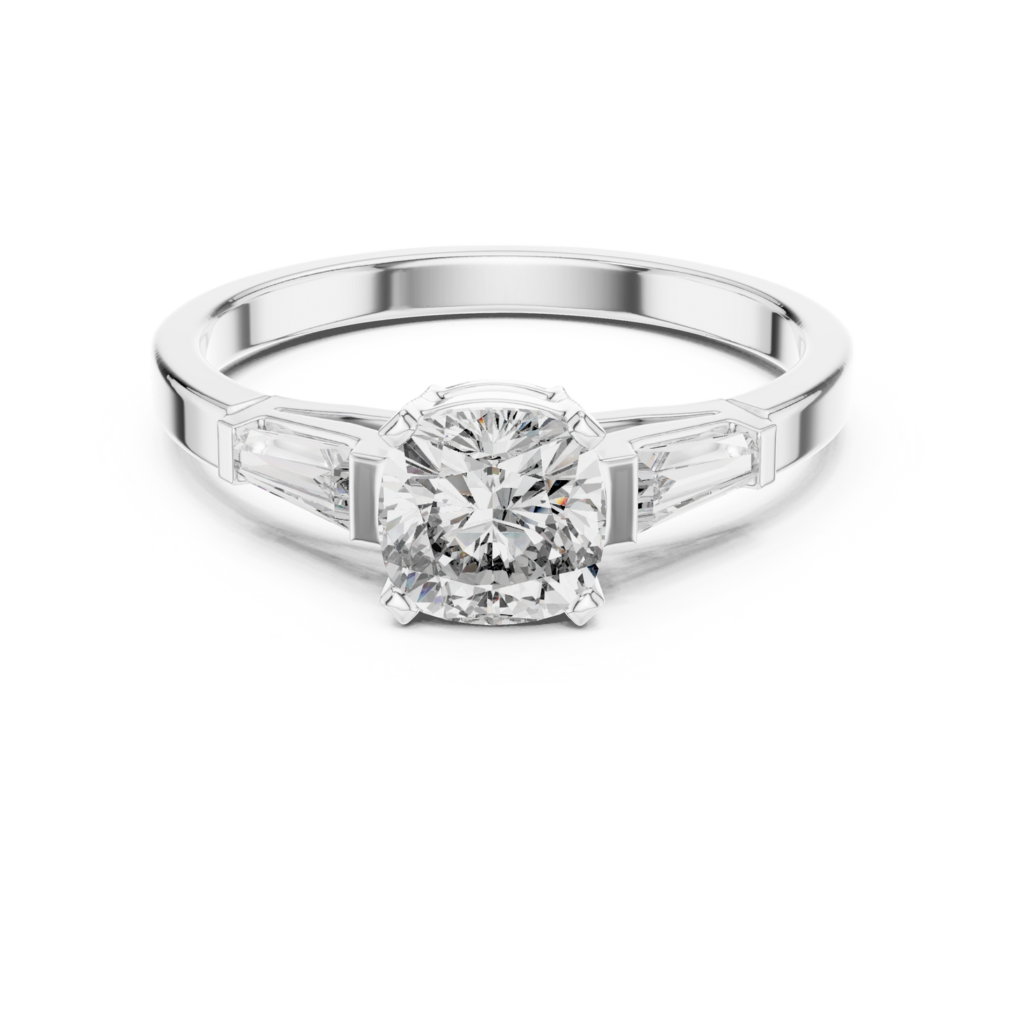 Round Side Stone Lab Grown Diamond Ring