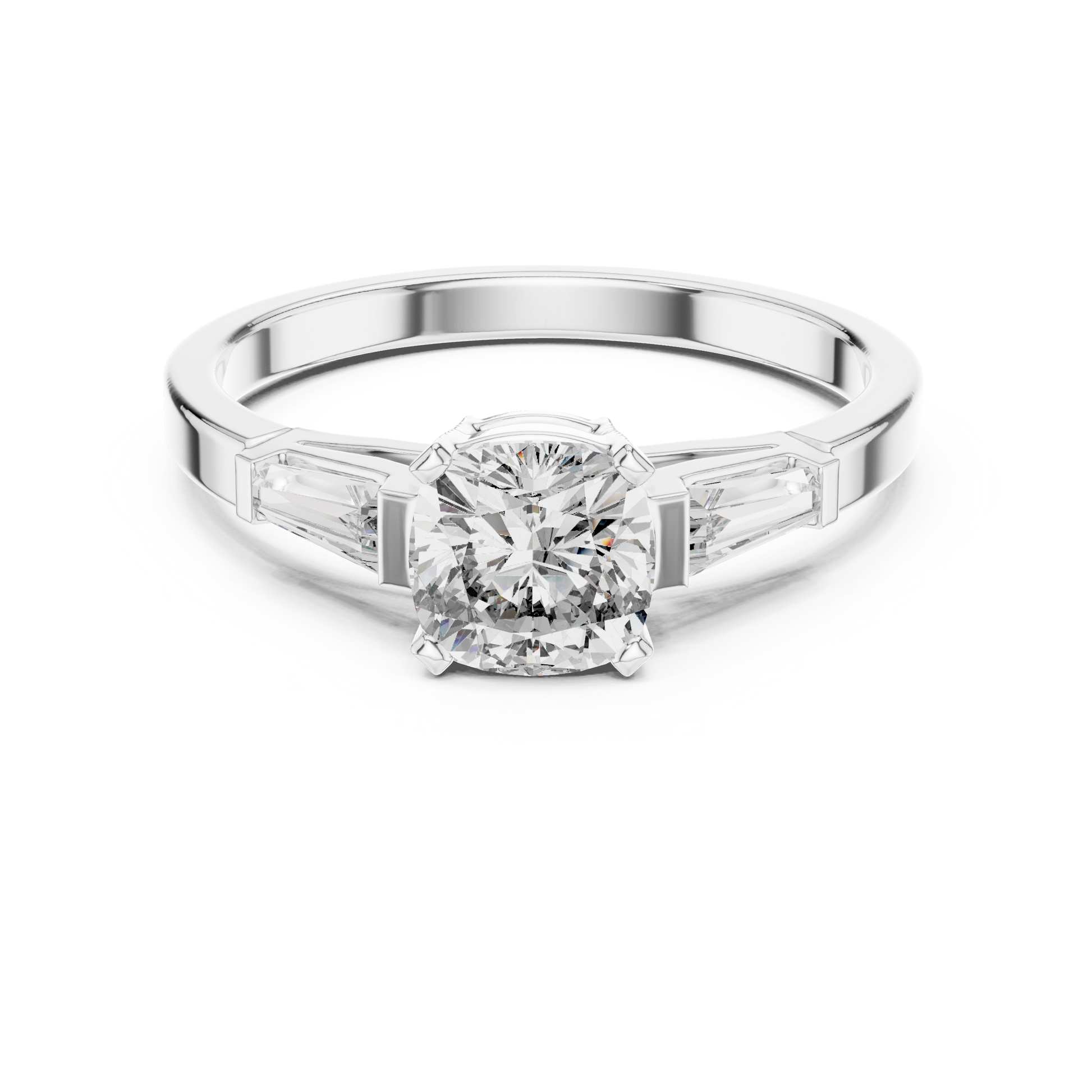 Round Side Stone Lab Grown Diamond Ring