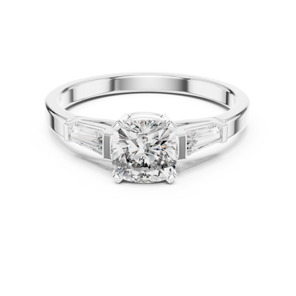 Round Side Stone Lab Grown Diamond Ring