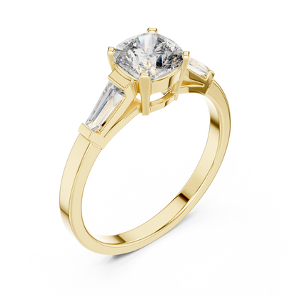 Round Side Stone Lab Grown Diamond Ring