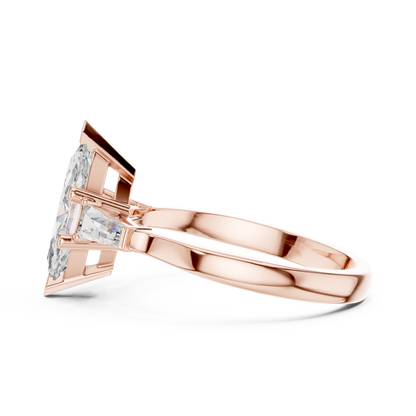 Pear Side Stone Lab Grown Diamond Ring