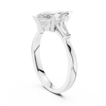 Pear Side Stone Lab Grown Diamond Ring
