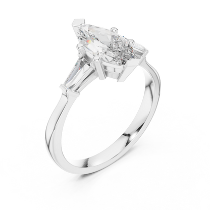 Pear Side Stone Lab Grown Diamond Ring