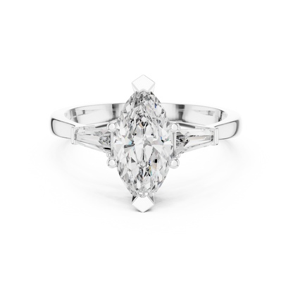 Pear Side Stone Lab Grown Diamond Ring
