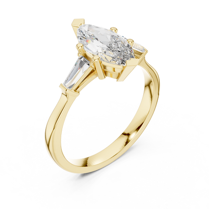 Pear Side Stone Lab Grown Diamond Ring