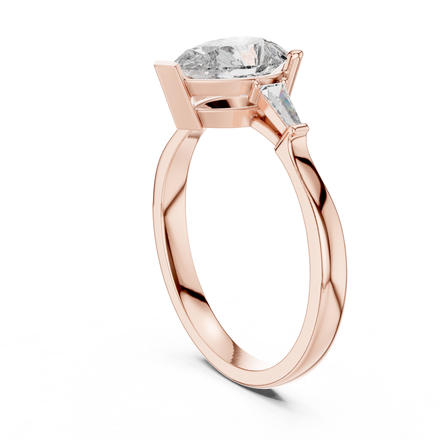 Oval Side Stone Lab Grown Diamond Ring