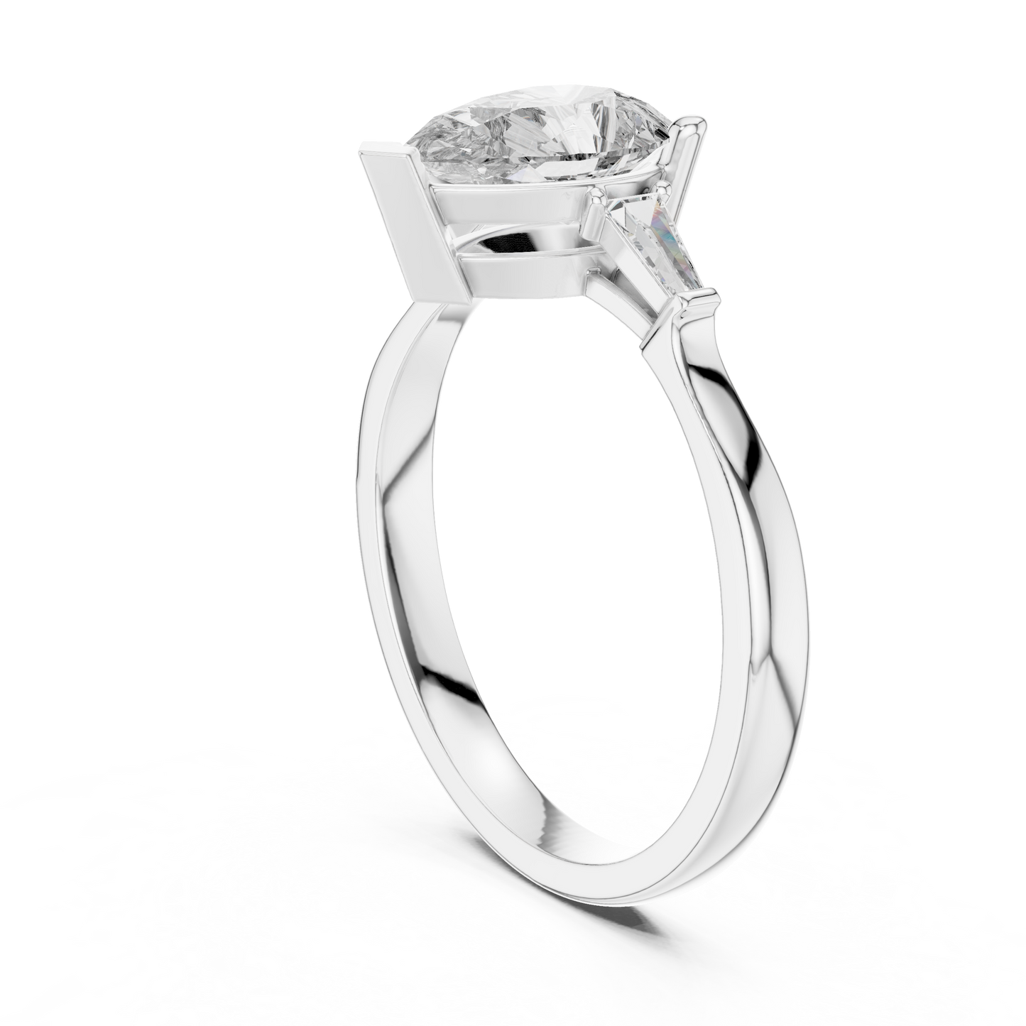 Oval Side Stone Lab Grown Diamond Ring