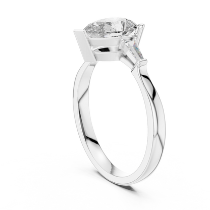 Oval Side Stone Lab Grown Diamond Ring