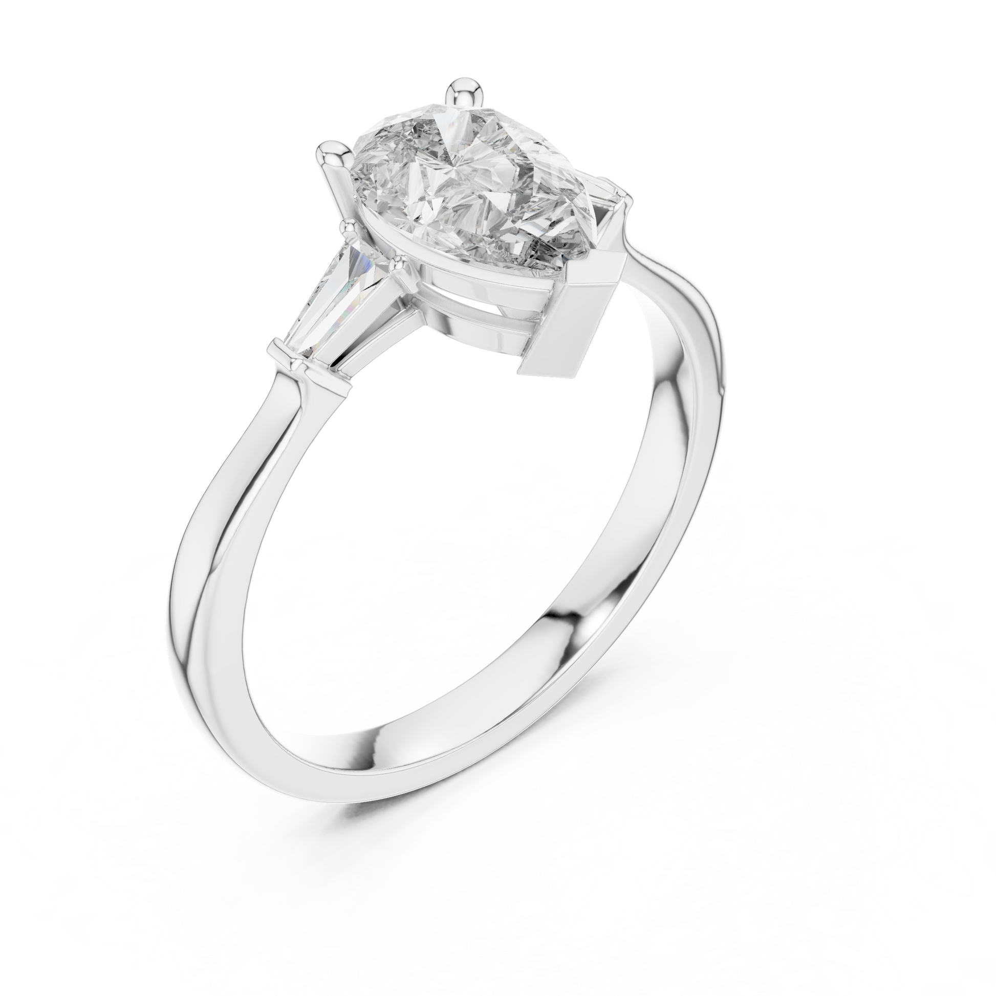Oval Side Stone Lab Grown Diamond Ring
